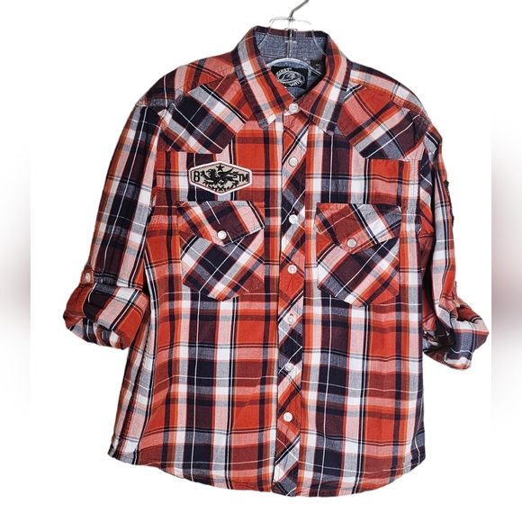 First Wave Plaid button dow shirt Size 8 - Picture 2 of 9